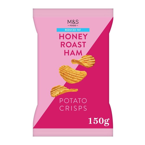 M&S Reduced Fat Honey Roast Ham Crisps 150g (Pack of 3)