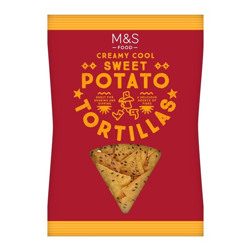M&S Sweet Potato Tortilla Chips 150g (Pack of 3)