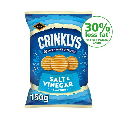 Jacob's Crinklys Salt & Vinegar Snacks Share Bag 150g (Pack of 3)