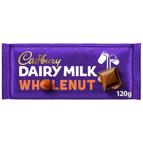 Cadbury Dairy Milk Whole Nut Chocolate Bar 120g (Pack of 3)
