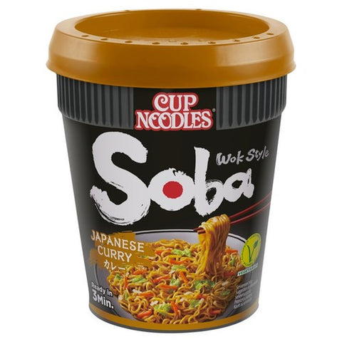 Nissin Soba Japanese Curry Wok Style Instant Cup Noodles Pot 90g (Pack of 2)