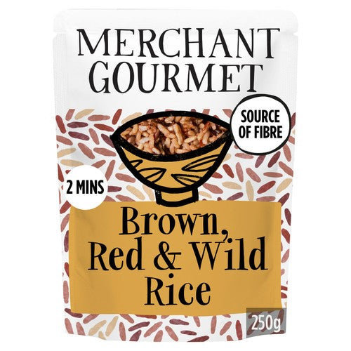 Merchant Gourmet Wholegrain Brown, Red & Wild Microwave Rice 250g (Pack of 2)