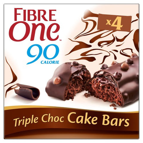 Fibre One 90 Calorie Triple Choc Cake Bars 4 x 25g (Pack of 3)