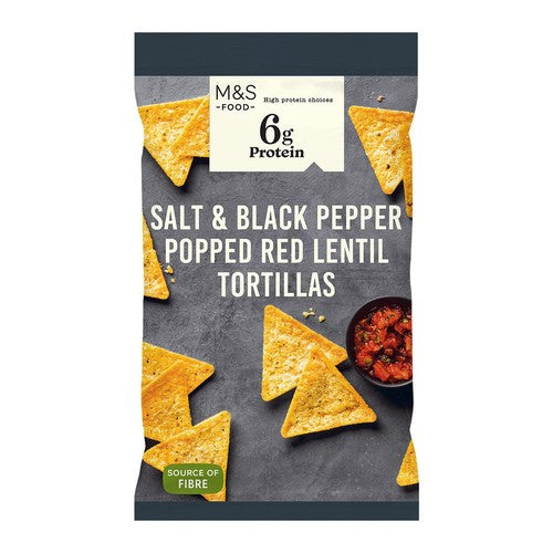 M&S Salt & Black Pepper Popped Red Lentil Tortillas 90g (Pack of 6)
