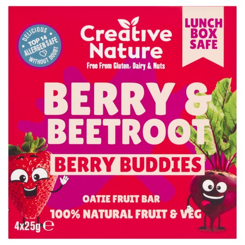 Creative Nature Berry & Beetroot Kids snack bar Multipack 4 x 25g (Pack of 3)