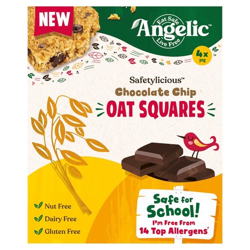 Angelic Free From Chocolate Chip Oat Squares 120g (Pack of 3)