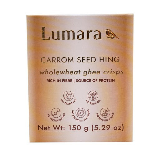 Lumara Wholewheat Ghee Crisps Carrom Seed Hing 150g (Pack of 3)