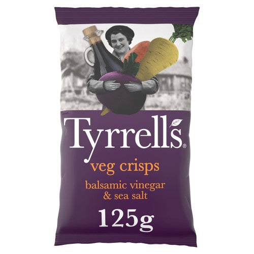 Tyrrells Veg Balsamic Vinegar & Sea Salt Sharing Crisps 125g (Pack of 3)