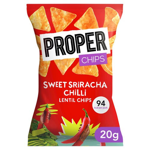 Properchips Sweet Sriracha Lentil Chips 20g (Pack of 6)