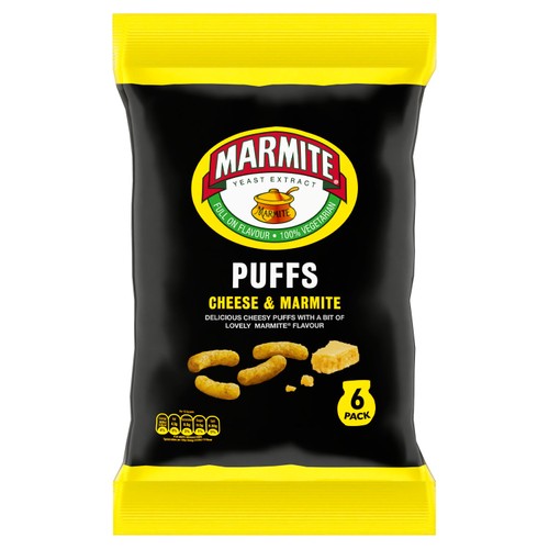 Marmite & Cheese Puffs Multipack Snacks 6 x 16g (Pack of 3)
