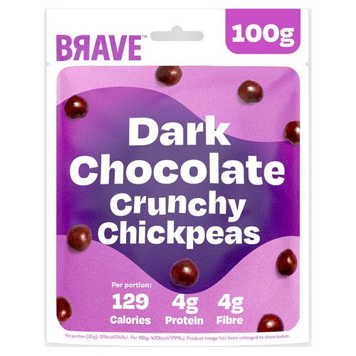 BRAVE Roasted Chickpeas Dark Chocolate Sharing 100g (Pack of 3)