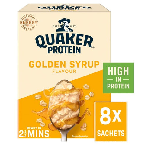 Quaker Oats High Protein Golden Syrup Porridge Sachets 8 x 43g (Pack of 3)