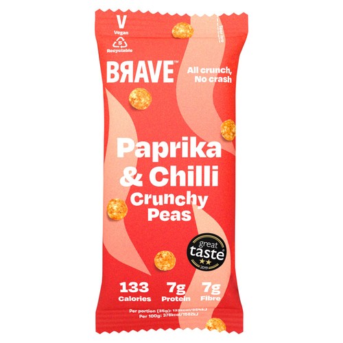 Brave Roasted Peas Paprika & Chilli 35g (Pack of 6)
