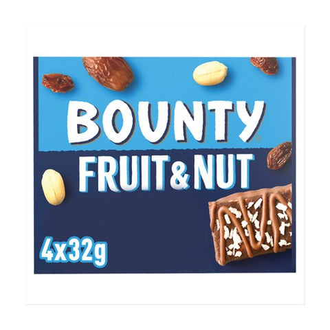 Bounty Fruit & Nut Milk Chocolate Snack Bars Multipack 128g (Pack of 3)