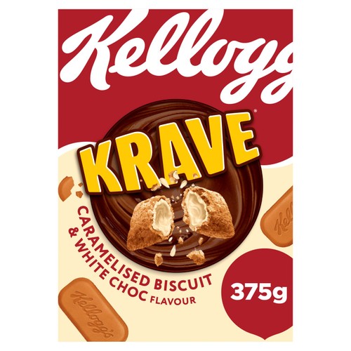 Kellogg's Krave Caramalised Biscuit Breakfast Cereal 375g (Pack of 3)