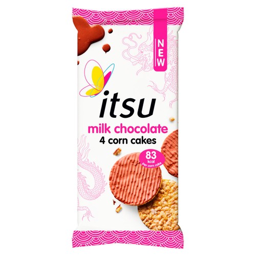 itsu Milk Chocolate Corn Cakes 4 x 17g (Pack of 3)