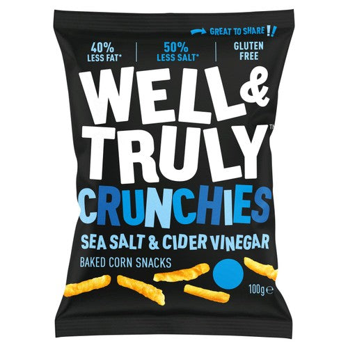 Well & Truly Crunchy Sea Salt & Cider Vinegar Share Bag 100g (Pack of 6)