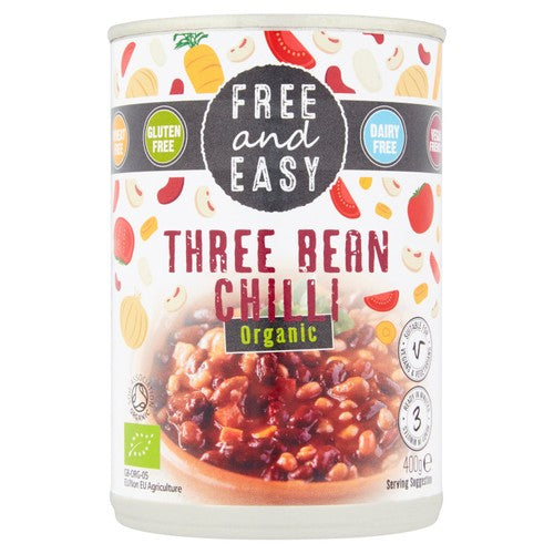 Free & Easy Organic Three Bean Chilli 400g (Pack of 2)