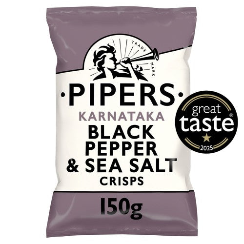 Pipers Karnataka Black Pepper & Sea Salt Sharing Bag Crisps 150g (Pack of 3)
