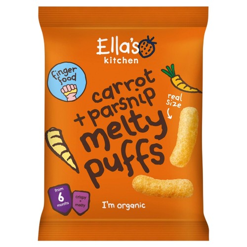 Ella's Kitchen Carrot & Parsnip Melty Puffs Baby Snack 6+ Months 20g (Pack of 3)