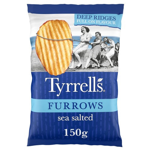 Tyrrells Furrows Sea Salted Sharing Crisps 150g (Pack of 3)