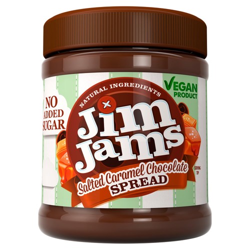 JimJams Vegan No Added Sugar Salted Caramel Chocolate Spread 330g (Pack of 2)