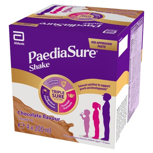 PaediaSure Shake Chocolate Drink, 1-10 Yrs Multipack 4 x 200ml (Pack 2)