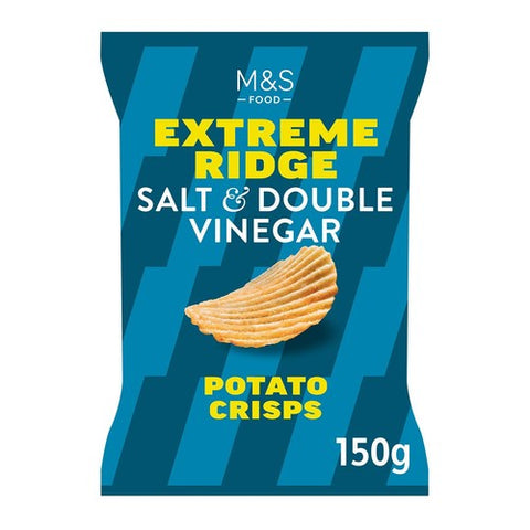 M&S Salt & Double Vinegar Extreme Ridge Cut Crisps 150g (Pack of 3)