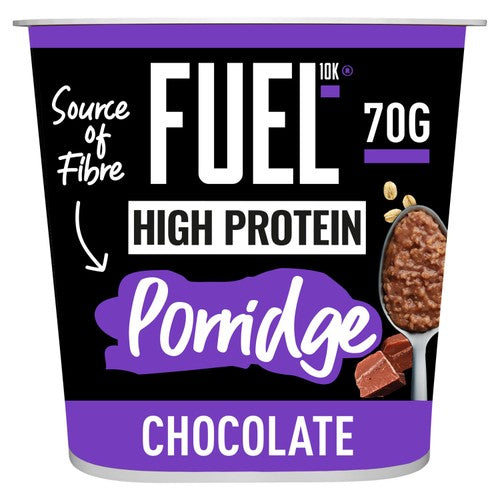 FUEL 10K High Protein Chocolate Porridge Oat Cereal Pot 70g (Pack of 3)