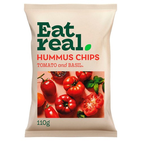 Eat Real Hummus Chips Tomato & Basil Sharing 110g (Pack of 3)