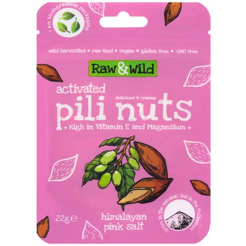 Raw & Wild Activated Pili Nuts Himalayan Pink Salt Organic 22g (Pack of 3)