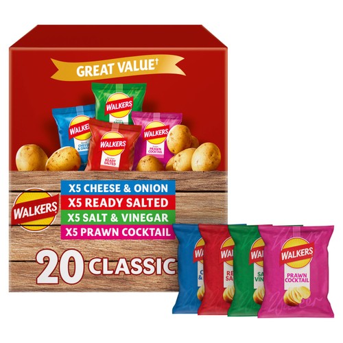 Walkers Classic Variety Multipack Crisps 20 x 20g  (Pack of 3)