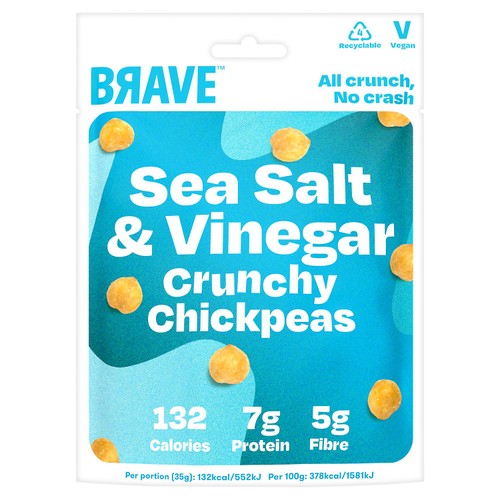 BRAVE Roasted Chickpeas Salt & Vinegar 35g (Pack of 3)