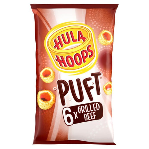 Hula Hoops Puft Beef Multipack Crisps 6 x 15g (Pack of 6)