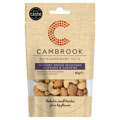 Cambrook Hickory Smoke Seasoned Almonds & Cashews 80g (Pack of 3)