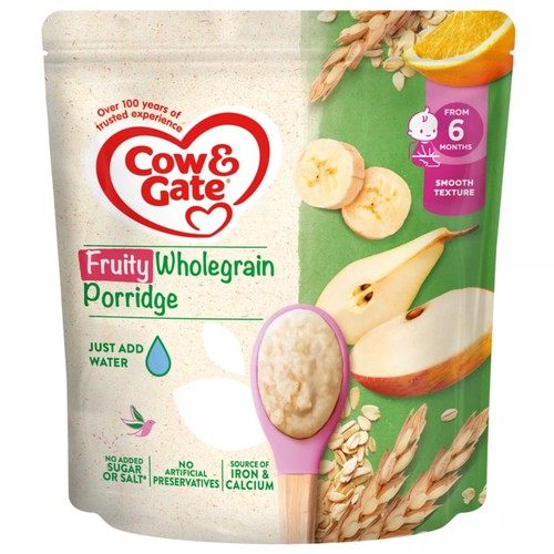 Cow & Gate Fruity Wholegrain Porridge, 6 mths+ 125g (Pack of 3)