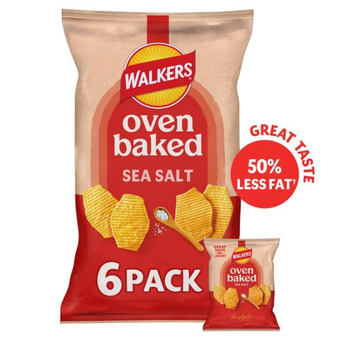 Walkers Baked Sea Salt Multipack Snacks 6 x 22g (Pack of 3)