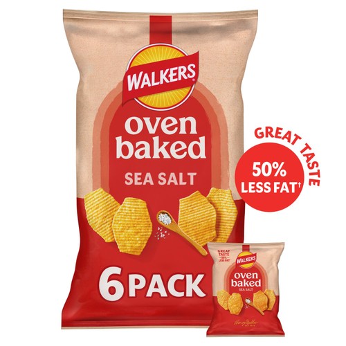 Walkers Baked Sea Salt Multipack Snacks 6 x 22g (Pack of 3)