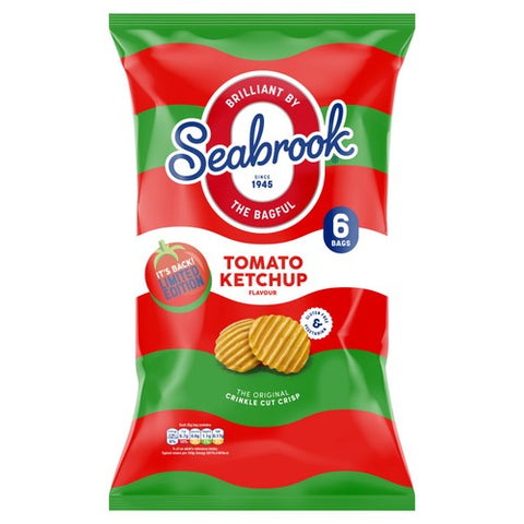 Seabrook Crinkle Tomato Ketchup Crisps 6 x 25g (Pack of 3)
