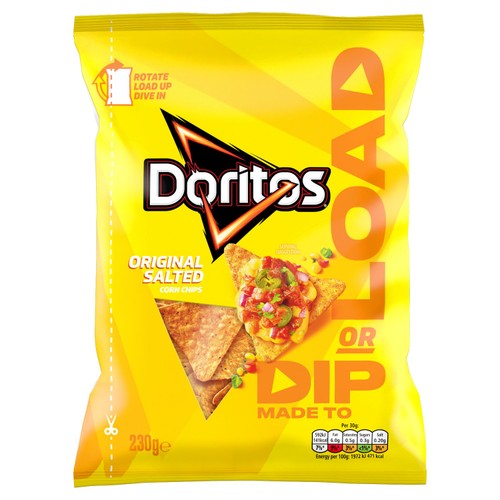 Doritos Dip or Load Salted Tortilla Chips Sharing Crisps 230g (Pack of 3)