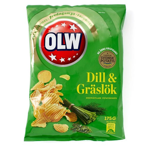 Olw Dill & Graslok Dill & Chives Crisps 175g (Pack of 3)