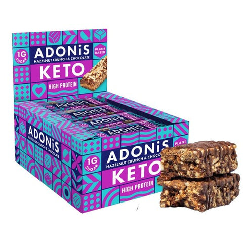 ADONiS Hazelnut Crunch Keto Protein Bar - Box 16 x 45g (Pack of 3)