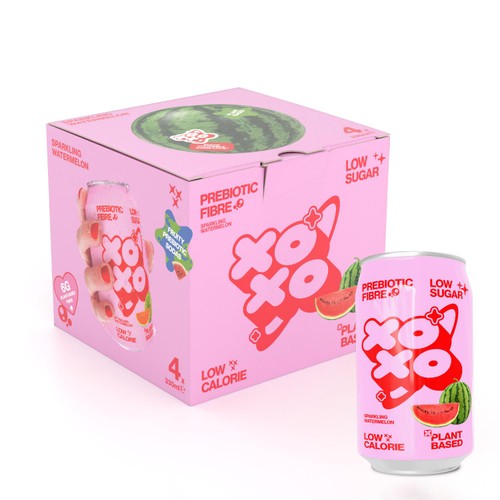 XOXO Sparkling Watermelon 4 x 330ml (Pack of 2)