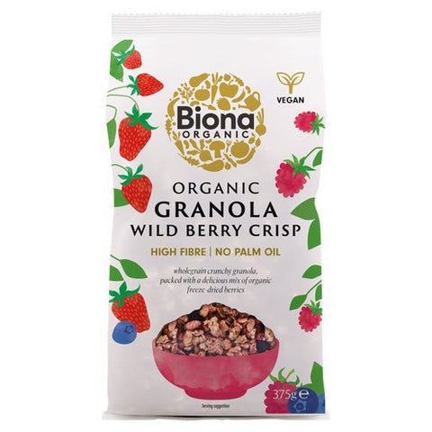Biona Organic Wild Berry Crispy Granola 375g (Pack of 3)
