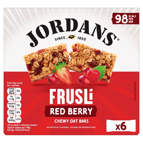 Jordans Frusli Juicy Red Berry Chewy Cereal Bars 6 x 25g (Pack of 3)