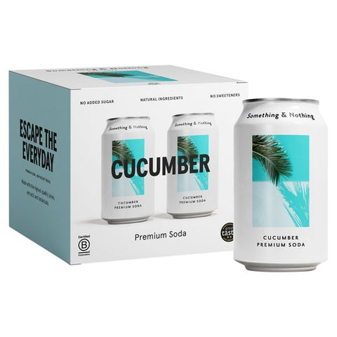 Something & Nothing Cucumber Premium Soda 4 x 330ml (Pack of 2)