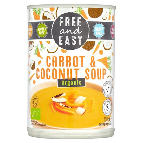 Free & Easy Free From Dairy Free Organic Carrot & Coconut Soup 400g (Pack of 2)