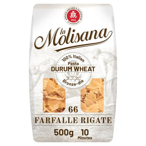 La Molisana Farfalle Rigate Striped Pasta No.66 500g (Pack of 3)