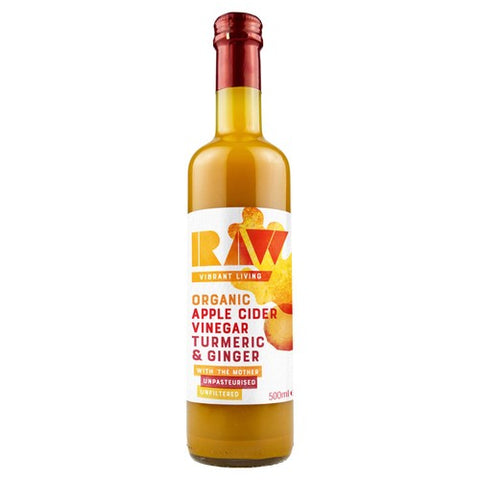 Raw Vibrant Living Organic Apple Cider Vinegar with Turmeric 500ml (Pack 2)