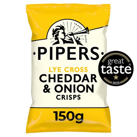 Pipers Lye Cross Cheddar & Onion Sharing Bag Crisps 150g (Pack of 3)
